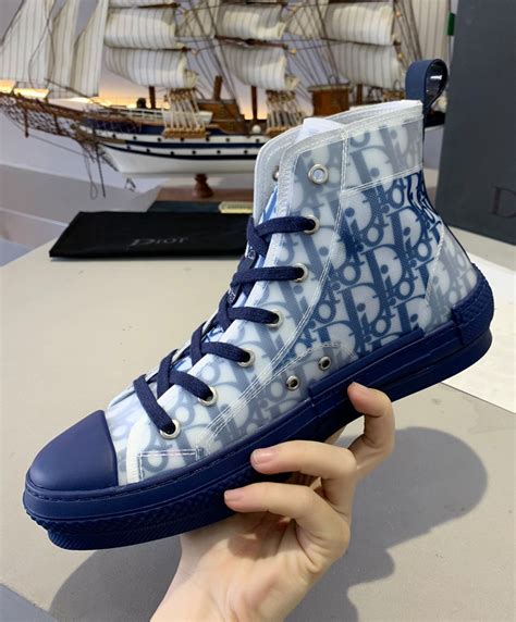 b23 high top sneaker in blue & red dior oblique|dior b23 high top price.